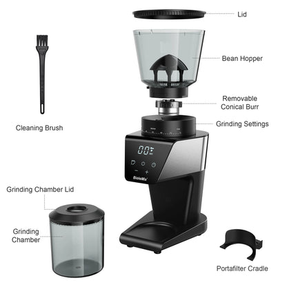 Automatic Burr Coffee Grinder BG706 – 30 Grind Settings, Conical Burr, LCD Timer - stirhaus
