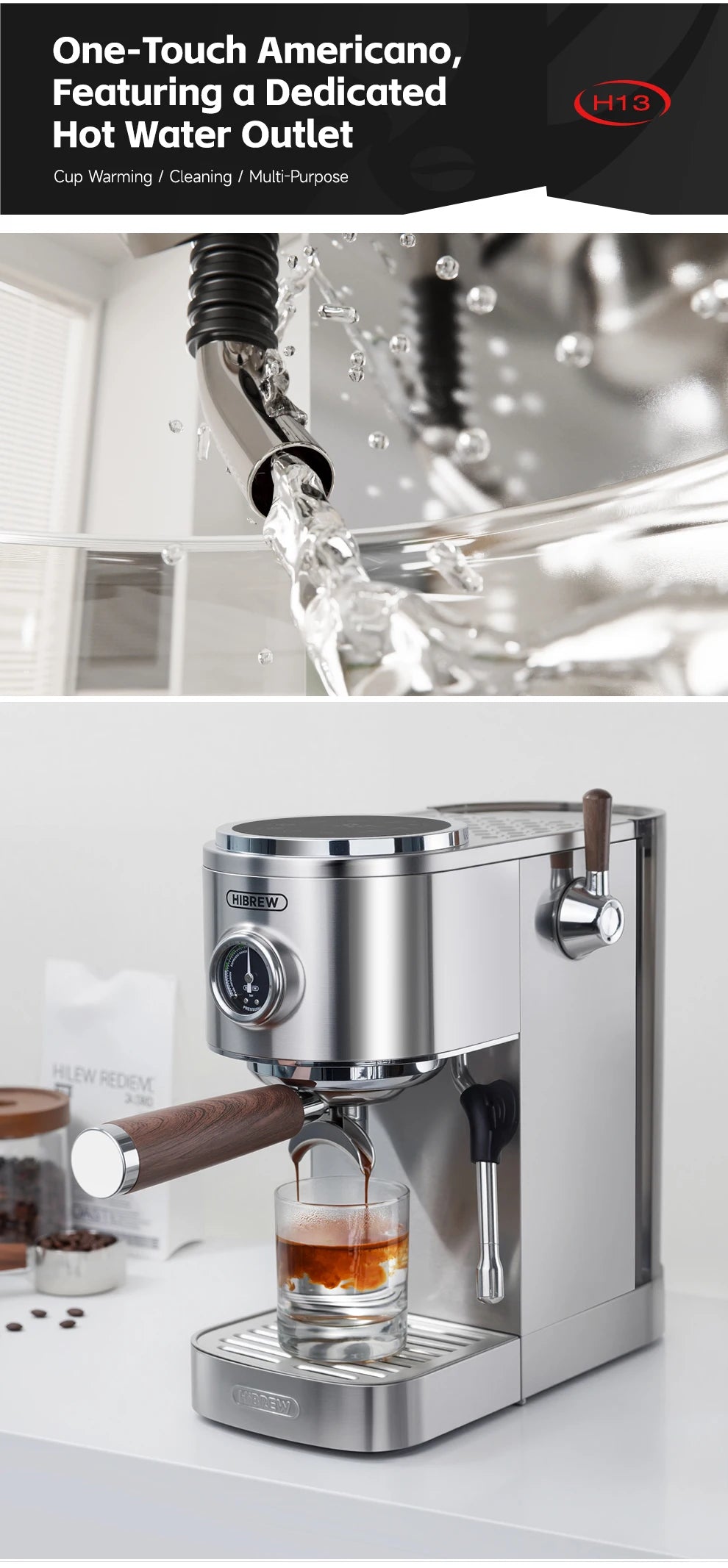 Semi-Automatic Espresso Machine – 20 Bar, 3-Level Temp Control, Cold/Hot Coffee Maker - stirhaus