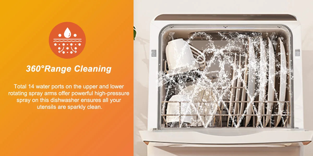 Portable Countertop Dishwasher – 6 Wash Programs, Dual Water Supply, Auto Drying, Compact for Kitchen, RV, Apartment - stirhaus