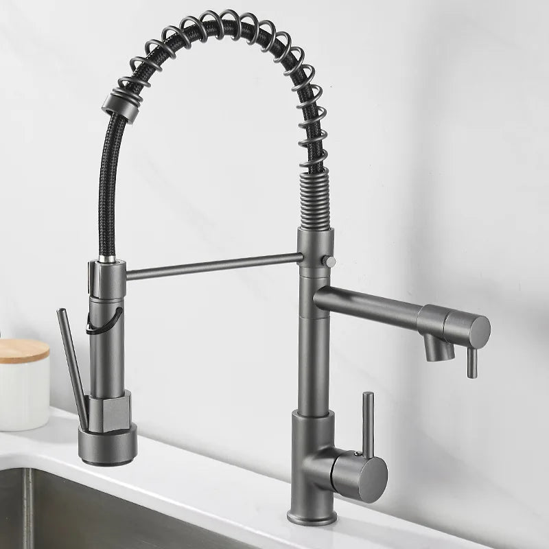 Stainless Steel Kitchen Faucet – Single Handle 360° Spring Spout Mixer - stirhaus