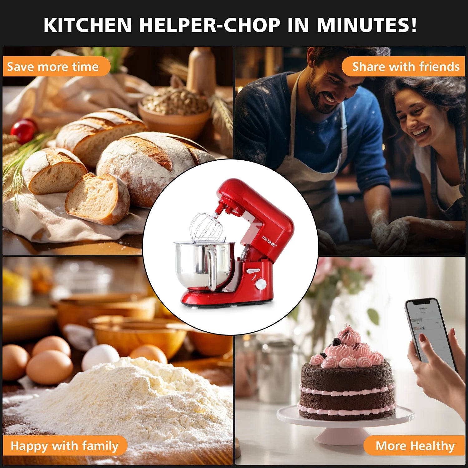 7 Qt Stand Mixer with Tilt-Head – 650W Electric Kitchen Mixer with Dough Hook & Whisk - stirhaus