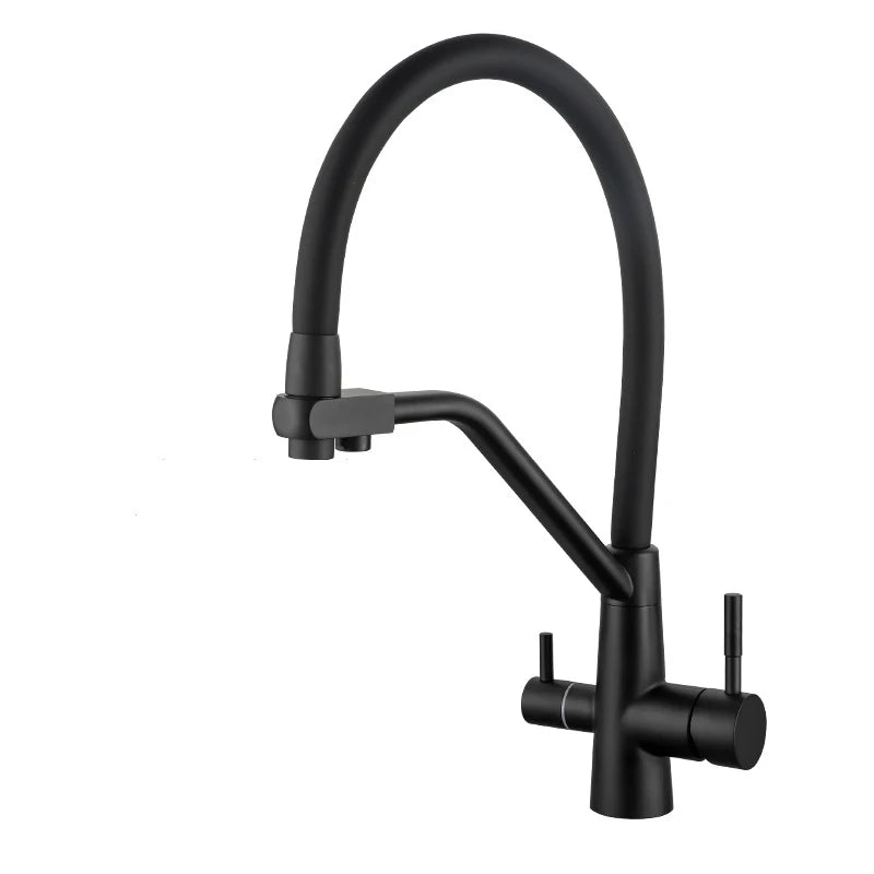 Stainless Steel Kitchen Faucet with Filtered Water, Dual Handle Hot & Cold Mixer - stirhaus