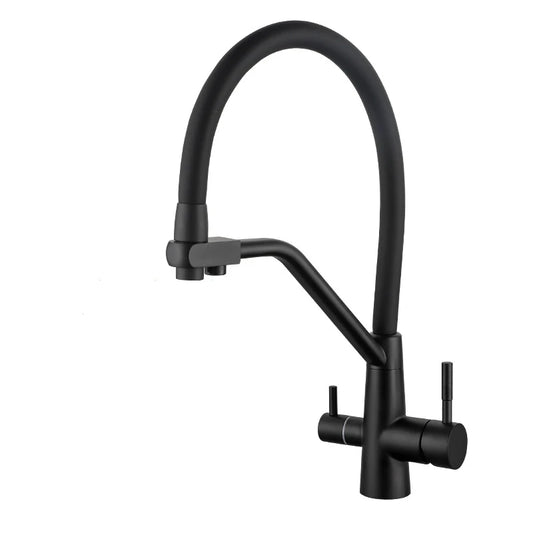 Stainless Steel Kitchen Faucet with Filtered Water, Dual Handle Hot & Cold Mixer - stirhaus
