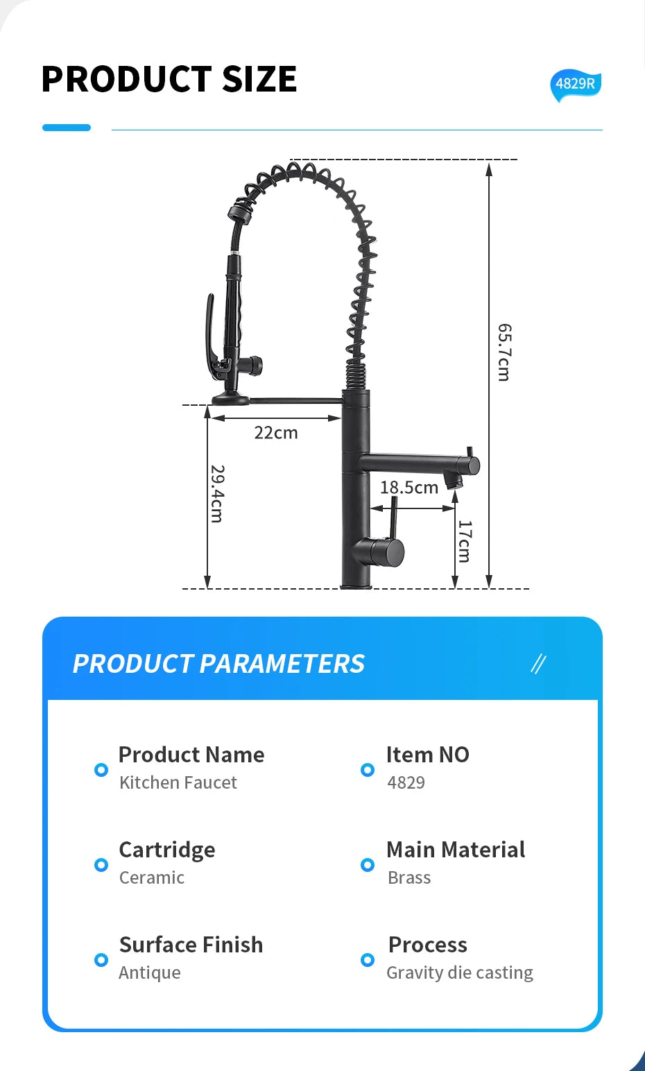 Tall Kitchen Faucet – Single Handle Brass Mixer with Pull-Down Spray & 360° Swivel - stirhaus