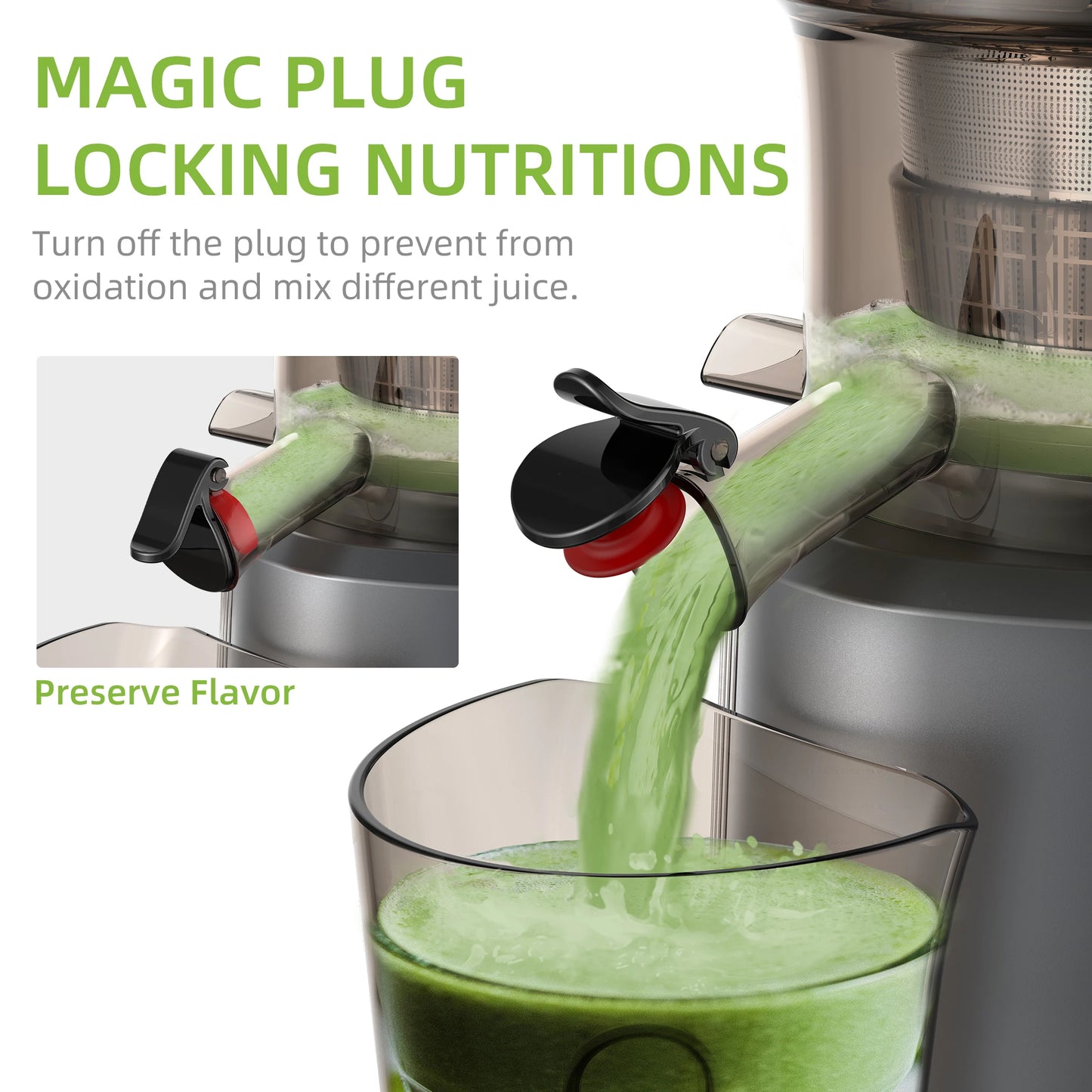 Cold Press Juicer with Wide Feed Chute – 200W Slow Masticating Juice Extractor - stirhaus
