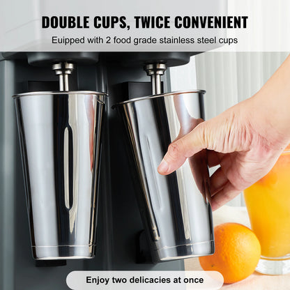 Double-Head Milkshake Maker – 3-Speed Stainless Steel Drink Mixer, 820ml Cups - stirhaus