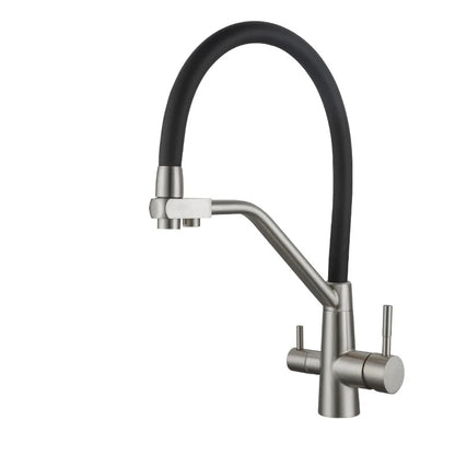 Stainless Steel Kitchen Faucet with Filtered Water, Dual Handle Hot & Cold Mixer - stirhaus