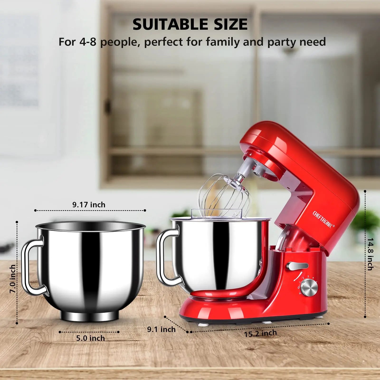 7 Qt Stand Mixer with Tilt-Head – 650W Electric Kitchen Mixer with Dough Hook & Whisk - stirhaus