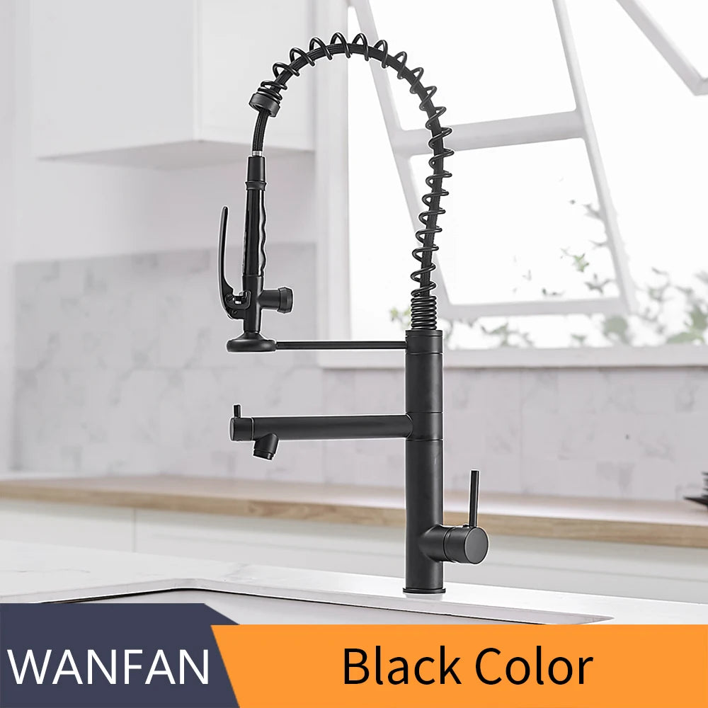 Tall Kitchen Faucet – Single Handle Brass Mixer with Pull-Down Spray & 360° Swivel - stirhaus