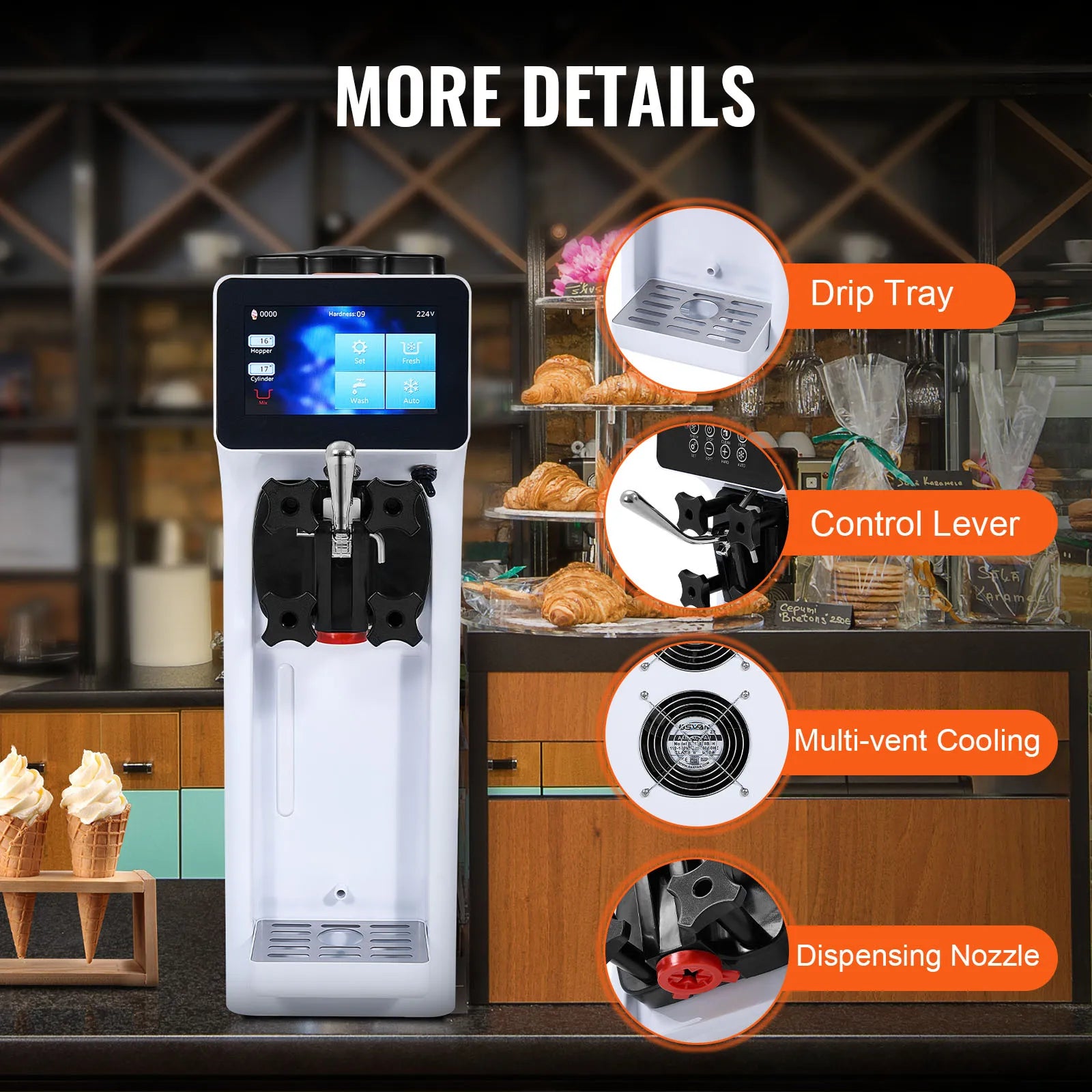 Commercial Soft Serve Ice Cream Machine – Single Flavor Countertop Maker with Touch Screen & Auto Clean - stirhaus