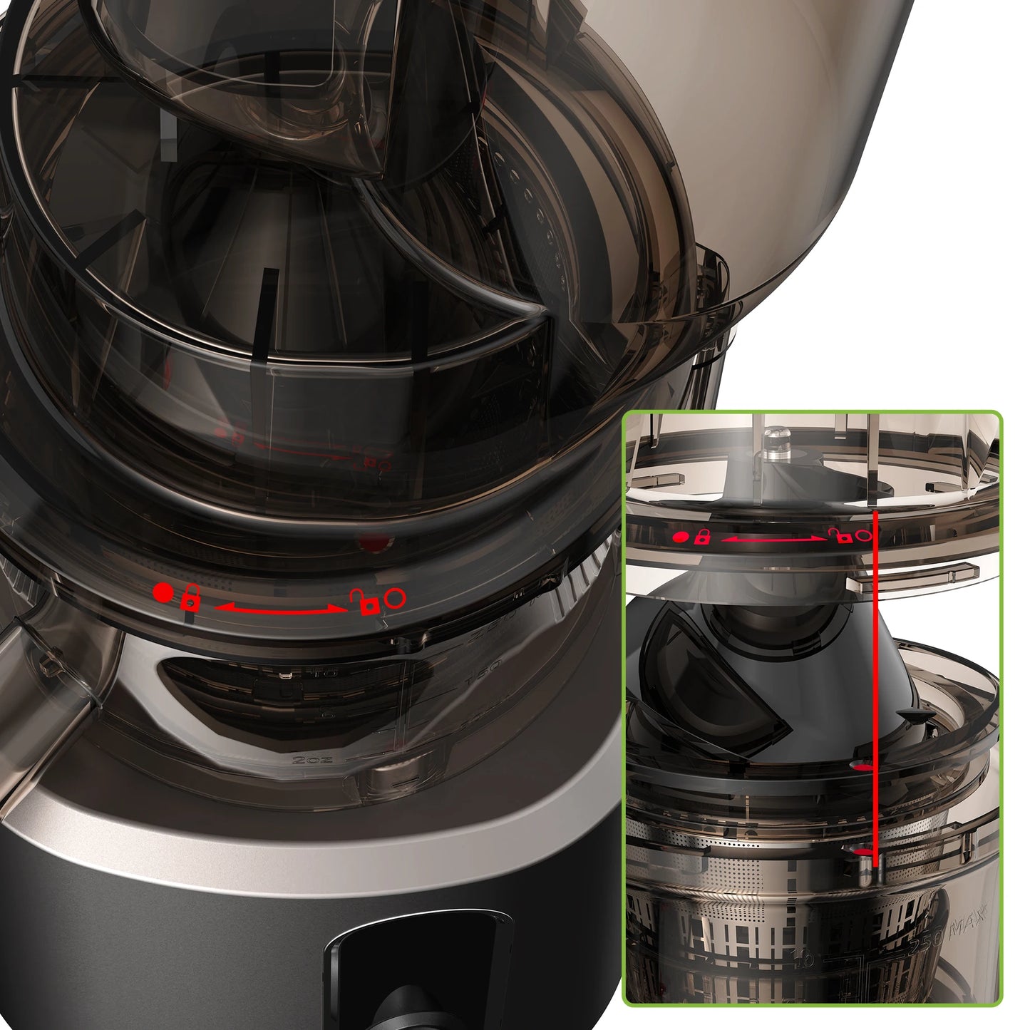 Cold Press Juicer with Wide Feed Chute – 200W Slow Masticating Juice Extractor - stirhaus