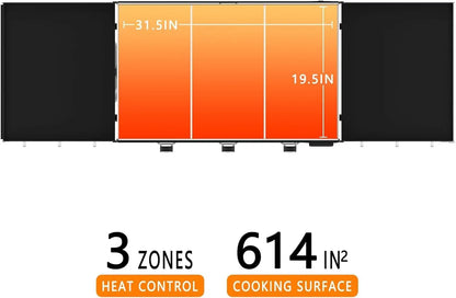 31.5" Outdoor Propane Gas Griddle – 3-Burner 45,000 BTU Portable Flat Top Grill with Foldable Shelves - stirhaus