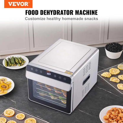 6-Tray Stainless Steel Food Dehydrator – 700W Electric Dryer with Timer & Temperature Control - stirhaus