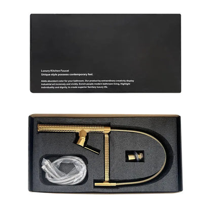 Matte Kitchen Faucet – Brass Single Handle Pull-Down Spring Sink Tap - stirhaus