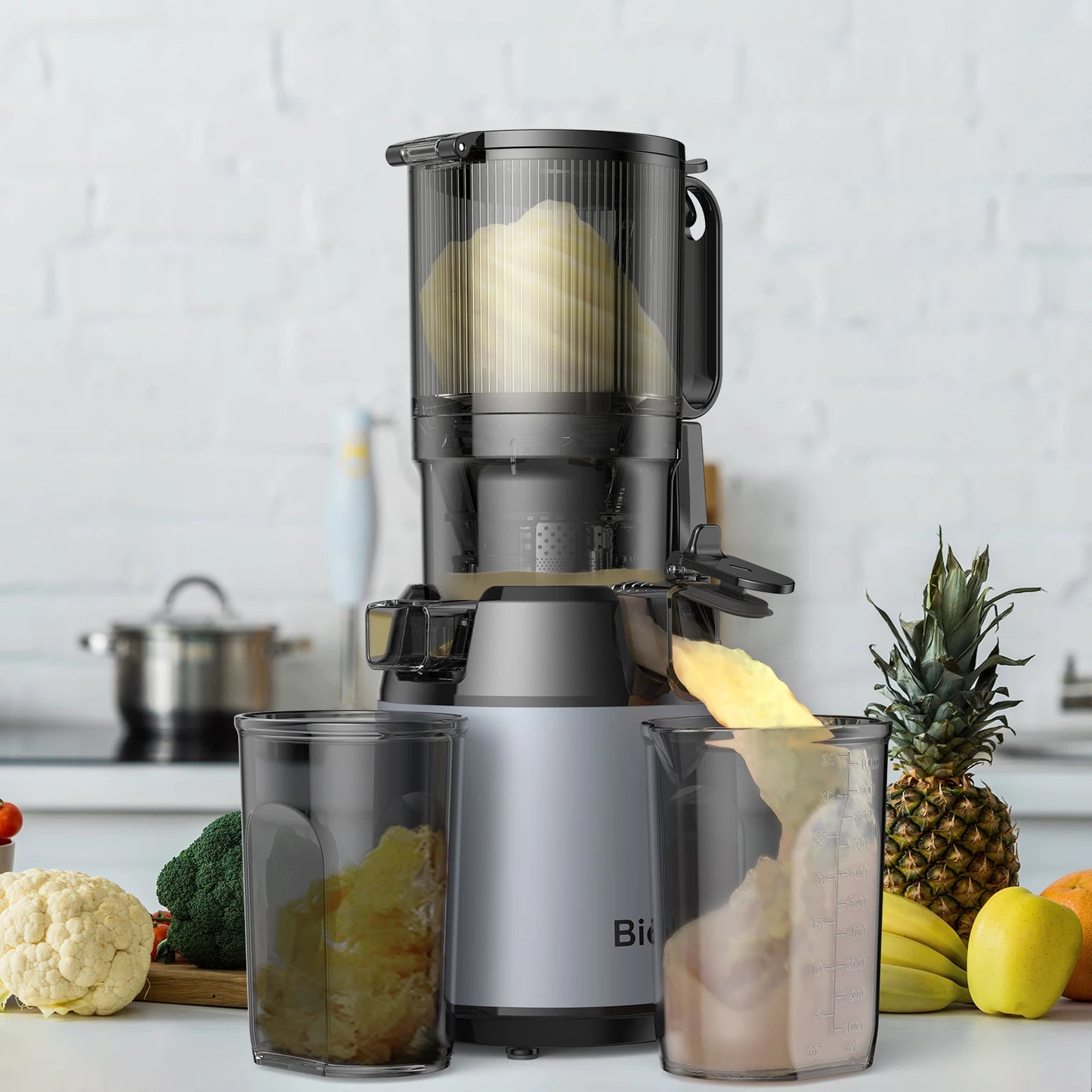 Cold Press Juicer with 130mm Wide Chute, Triple Filter & BPA-Free Design - stirhaus