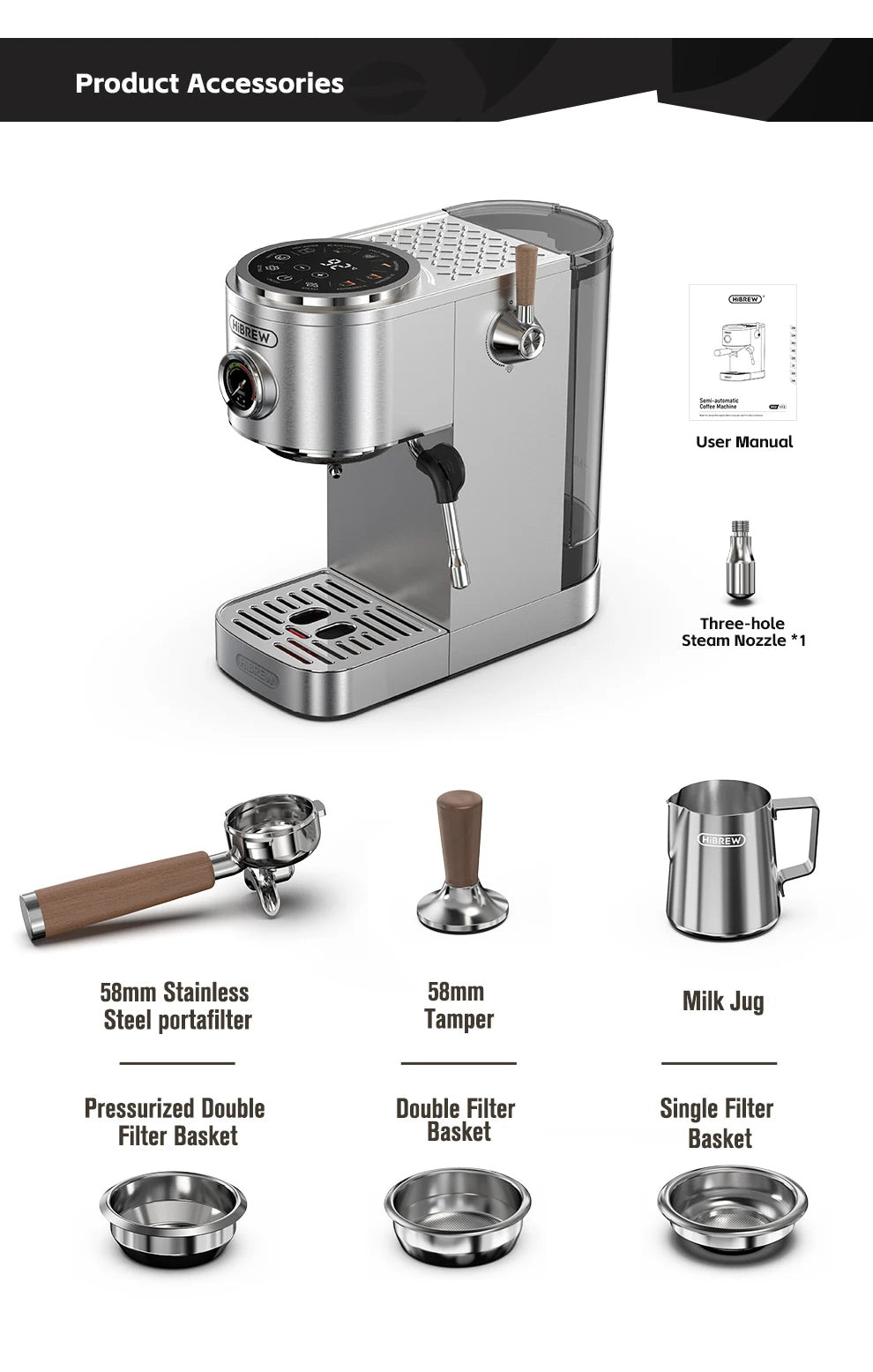 Semi-Automatic Espresso Machine – 20 Bar, 3-Level Temp Control, Cold/Hot Coffee Maker - stirhaus