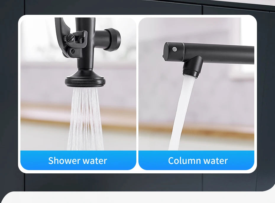 Chrome Brass Kitchen Faucet – Tall Pull-Out Spray, 360° Swivel, Single Handle Mixer (MH-4829) - stirhaus