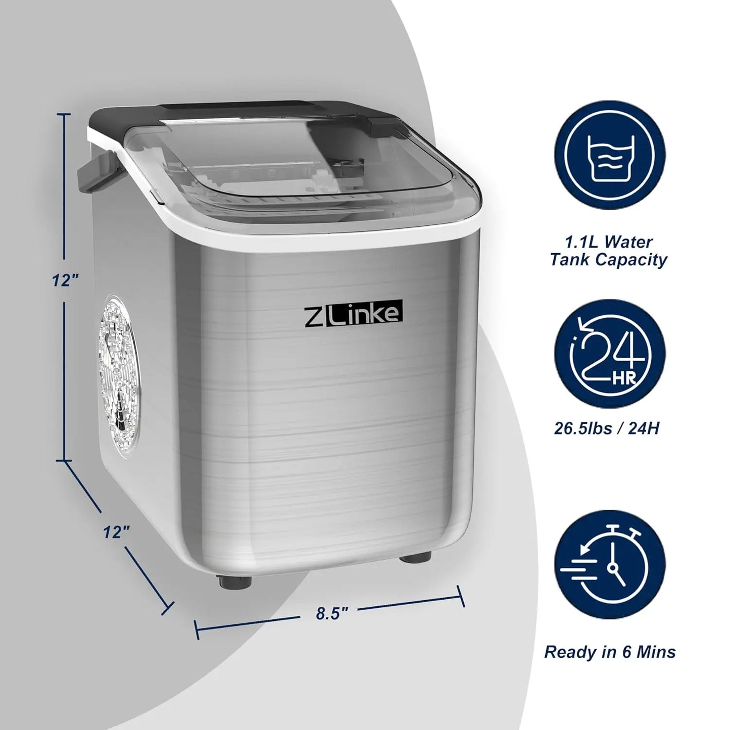Countertop Ice Maker – 26 lb/Day Portable Machine with Self-Cleaning & Basket - stirhaus