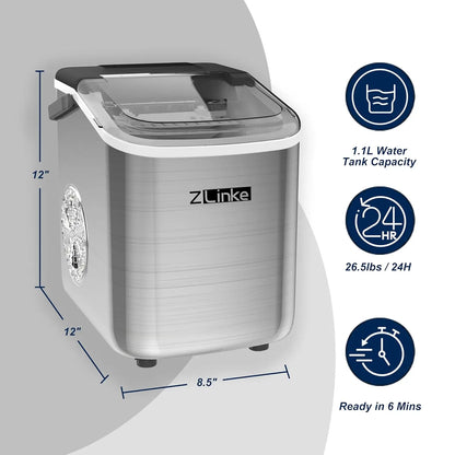 Countertop Ice Maker – 26 lb/Day Portable Machine with Self-Cleaning & Basket - stirhaus