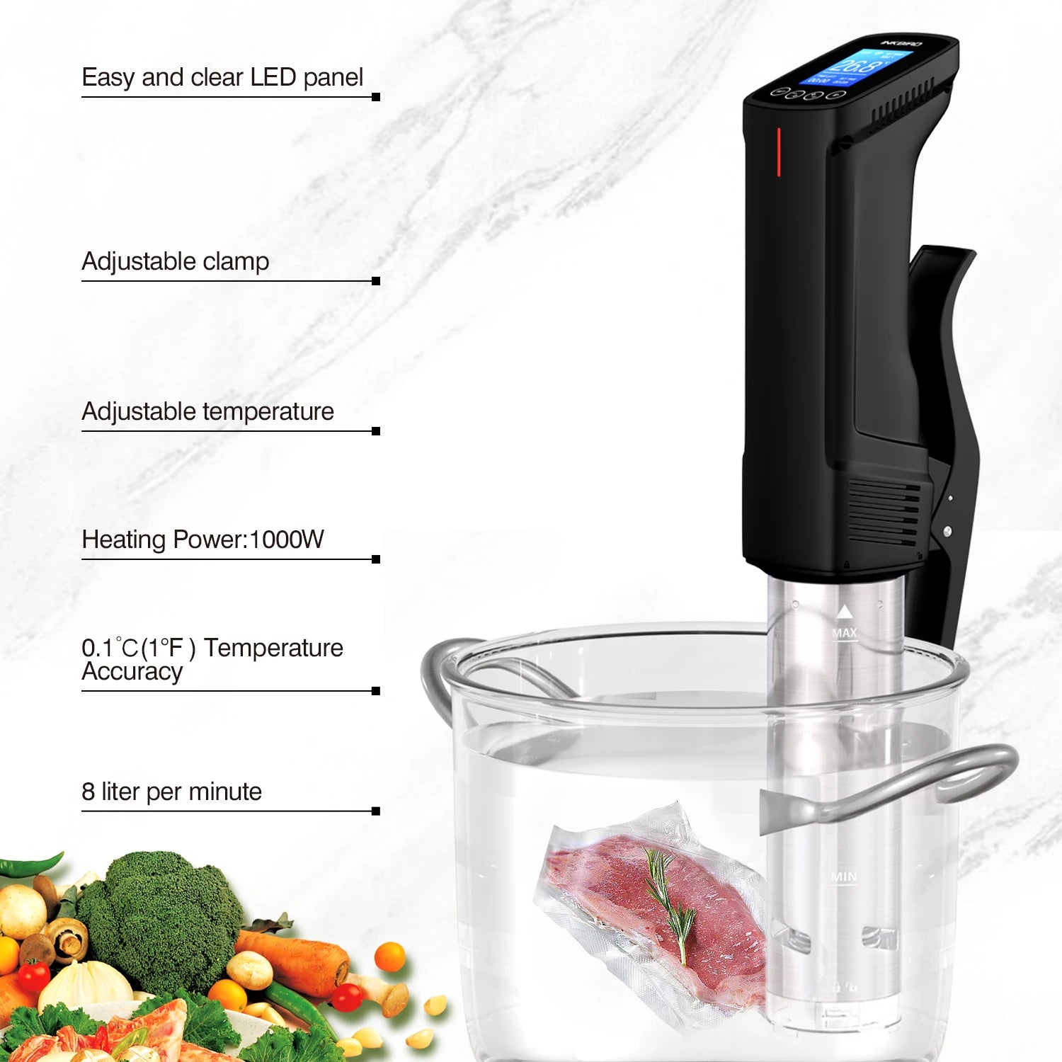 Wi-Fi Sous Vide Precision Cooker – 1000W Immersion Circulator with Digital Controls - stirhaus