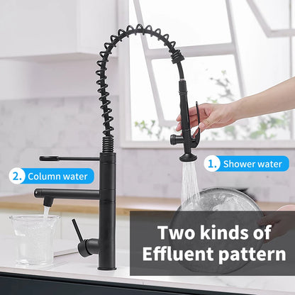 Chrome Brass Kitchen Faucet – Tall Pull-Out Spray, 360° Swivel, Single Handle Mixer (MH-4829) - stirhaus