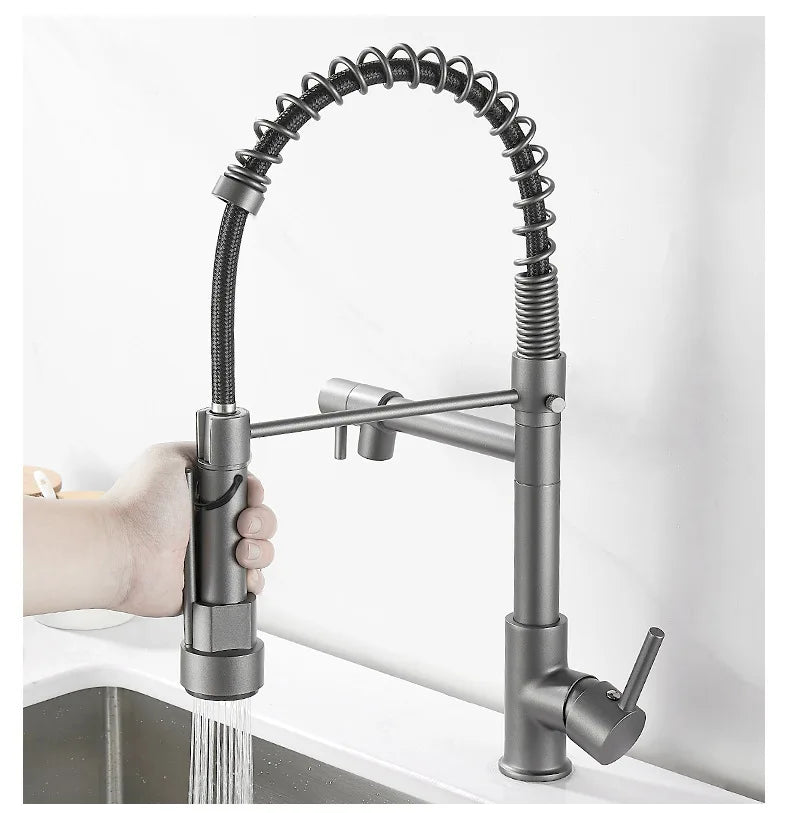 Stainless Steel Kitchen Faucet – Single Handle 360° Spring Spout Mixer - stirhaus