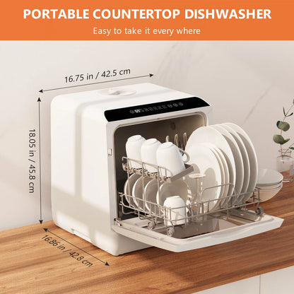 Portable Countertop Dishwasher – 6 Wash Programs, Dual Water Supply, Auto Drying, Compact for Kitchen, RV, Apartment - stirhaus