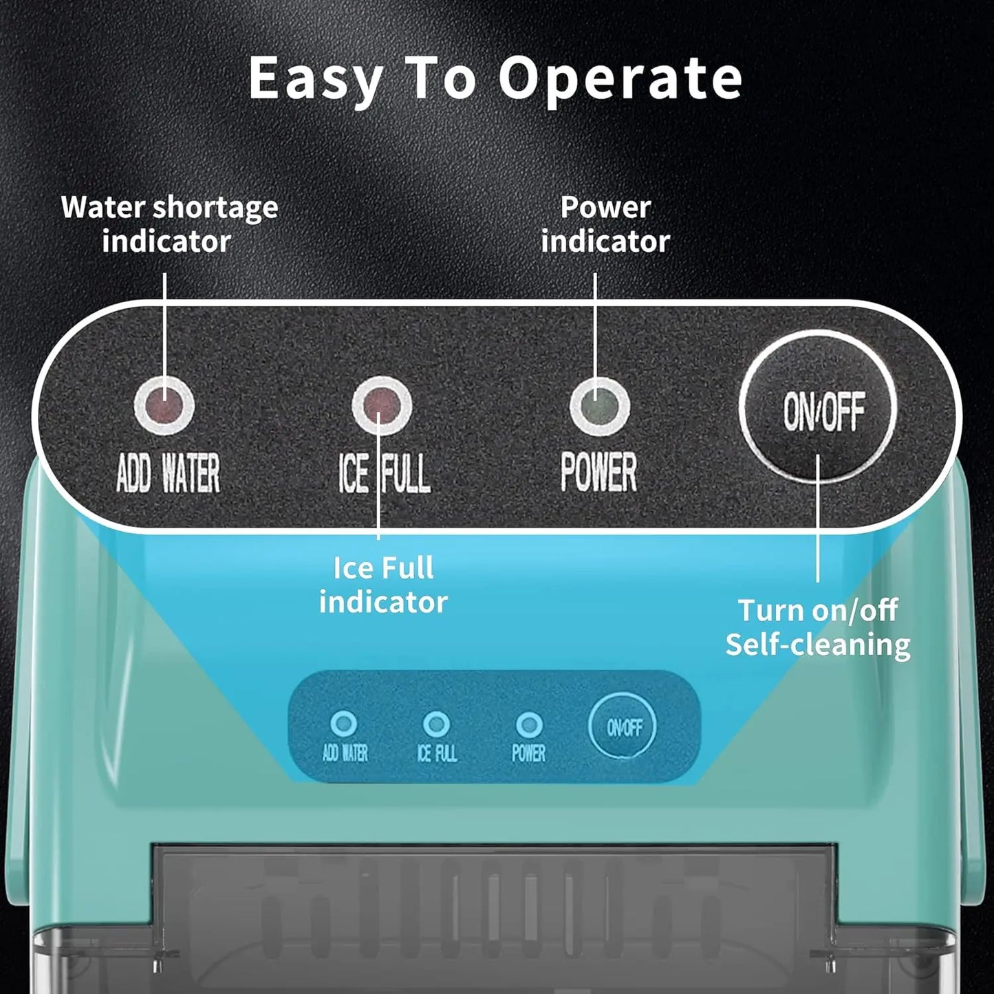 Portable Countertop Ice Maker – 26 lbs/Day Bullet Ice Machine with Self-Cleaning - stirhaus