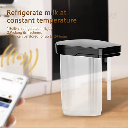 Fully Automatic Coffee Maker with Milk Refrigerator & Touchscreen – 11 Coffee Types, 19-Bar Pressure - stirhaus