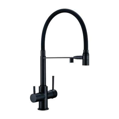 3-Way Kitchen Faucet – Brass Dual Handle Mixer with Pull-Out Dual Spray Nozzle - stirhaus