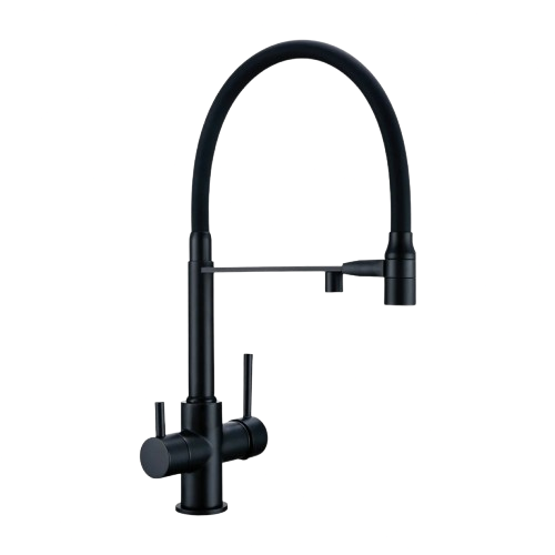3-Way Kitchen Faucet – Brass Dual Handle Mixer with Pull-Out Dual Spray Nozzle - stirhaus