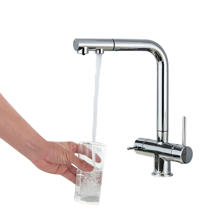 3-Way Kitchen Faucet – Dual Handle Pull-Out Filter Tap for Hot, Cold & Purified Water - stirhaus