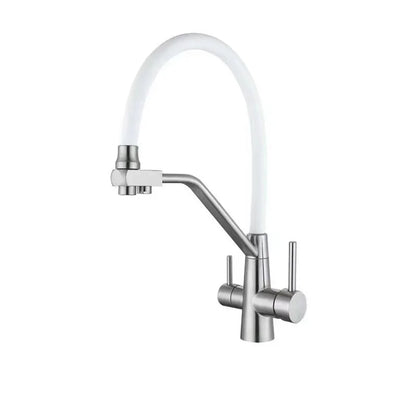 Stainless Steel Kitchen Faucet with Filtered Water, Dual Handle Hot & Cold Mixer - stirhaus