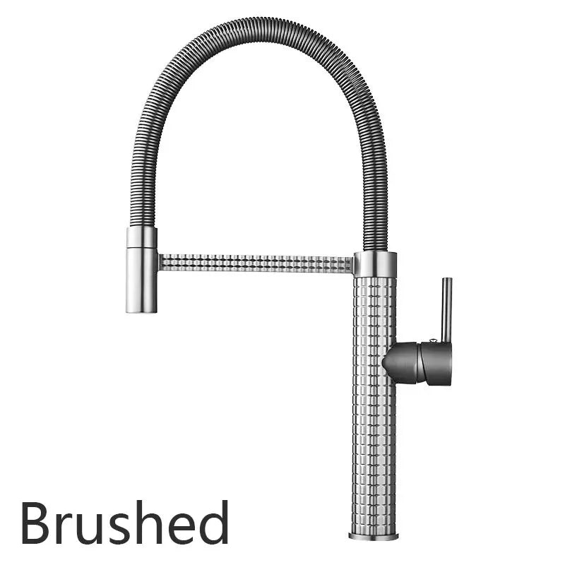 Matte Kitchen Faucet – Brass Single Handle Pull-Down Spring Sink Tap - stirhaus