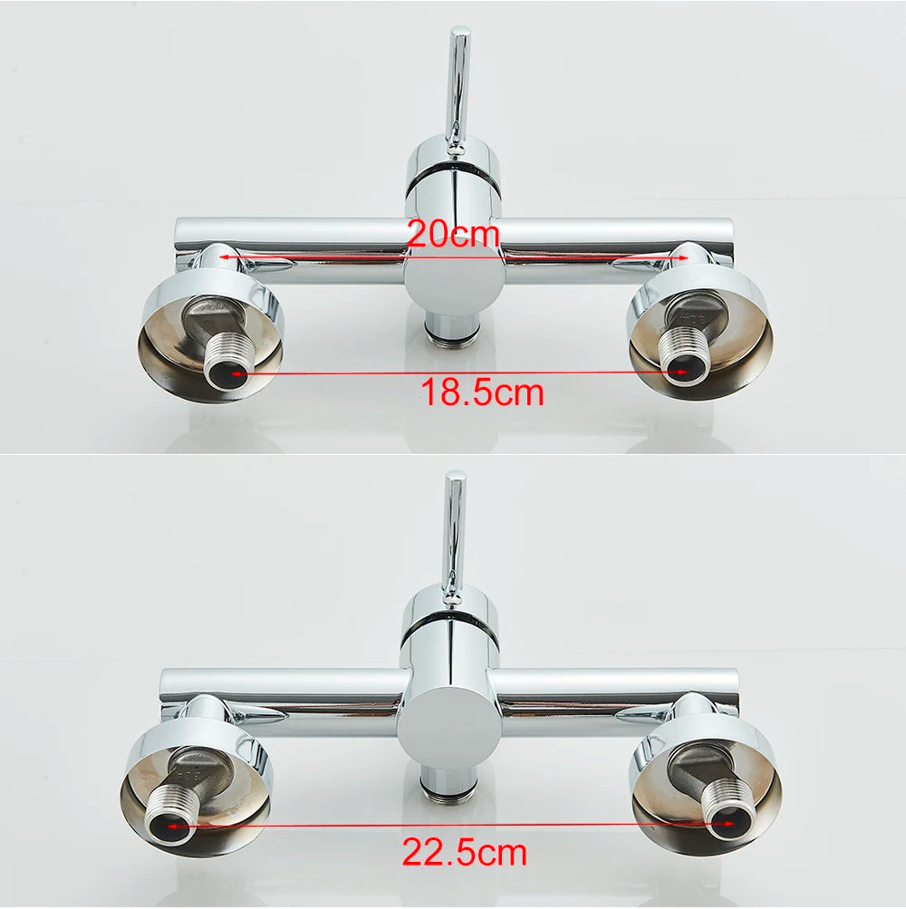 Wall-Mounted Kitchen Faucet with Dual Handles & Spring Swivel Spouts - stirhaus
