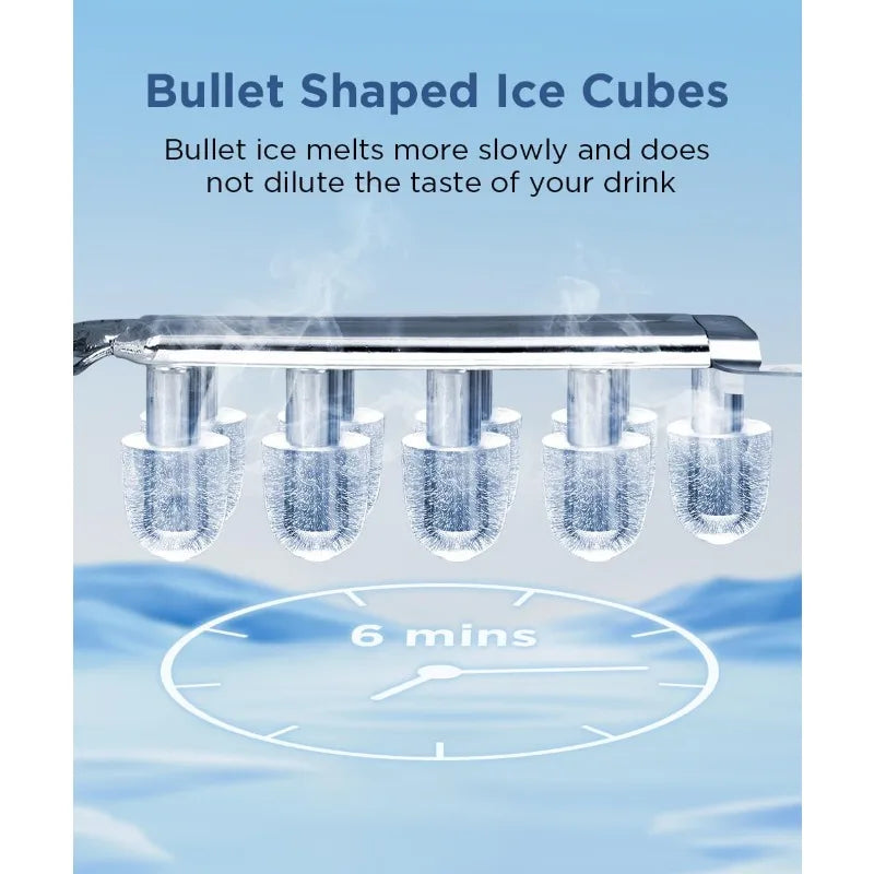 Portable Countertop Ice Maker – 26 lbs/Day Bullet Ice Machine with Self-Cleaning - stirhaus