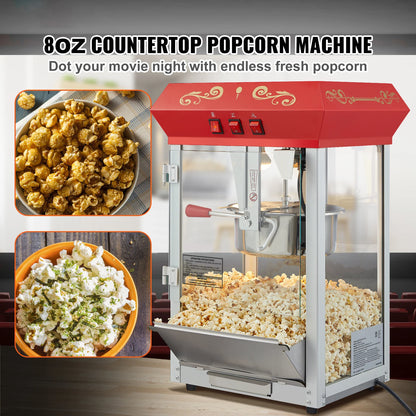 Electric Popcorn Maker – 8oz & 12oz Commercial Popper Machine with SUS304 Heating Tube, Scoop & Spoon - stirhaus