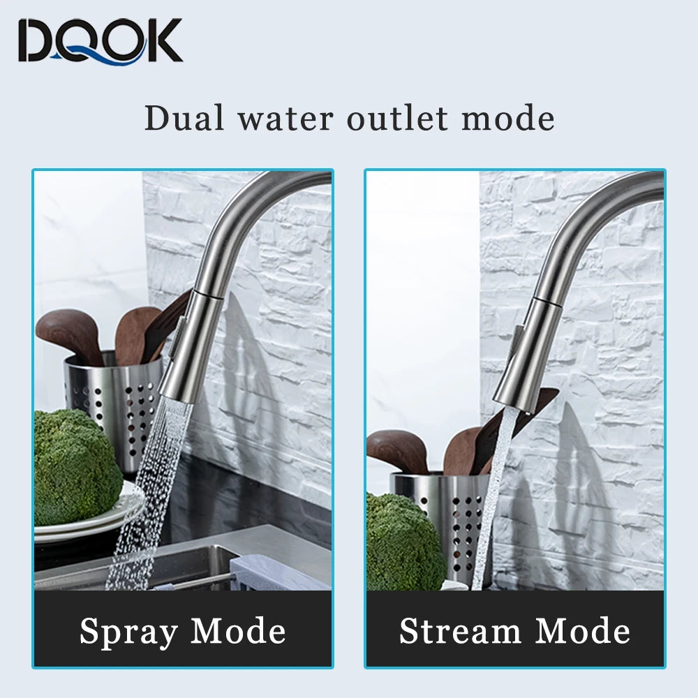 Smart Touch Kitchen Faucet – Brushed Nickel Pull Out Sensor Tap with 360° Rotation & Pull Down Spray - stirhaus