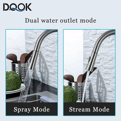 Smart Touch Kitchen Faucet – Brushed Nickel Pull Out Sensor Tap with 360° Rotation & Pull Down Spray - stirhaus