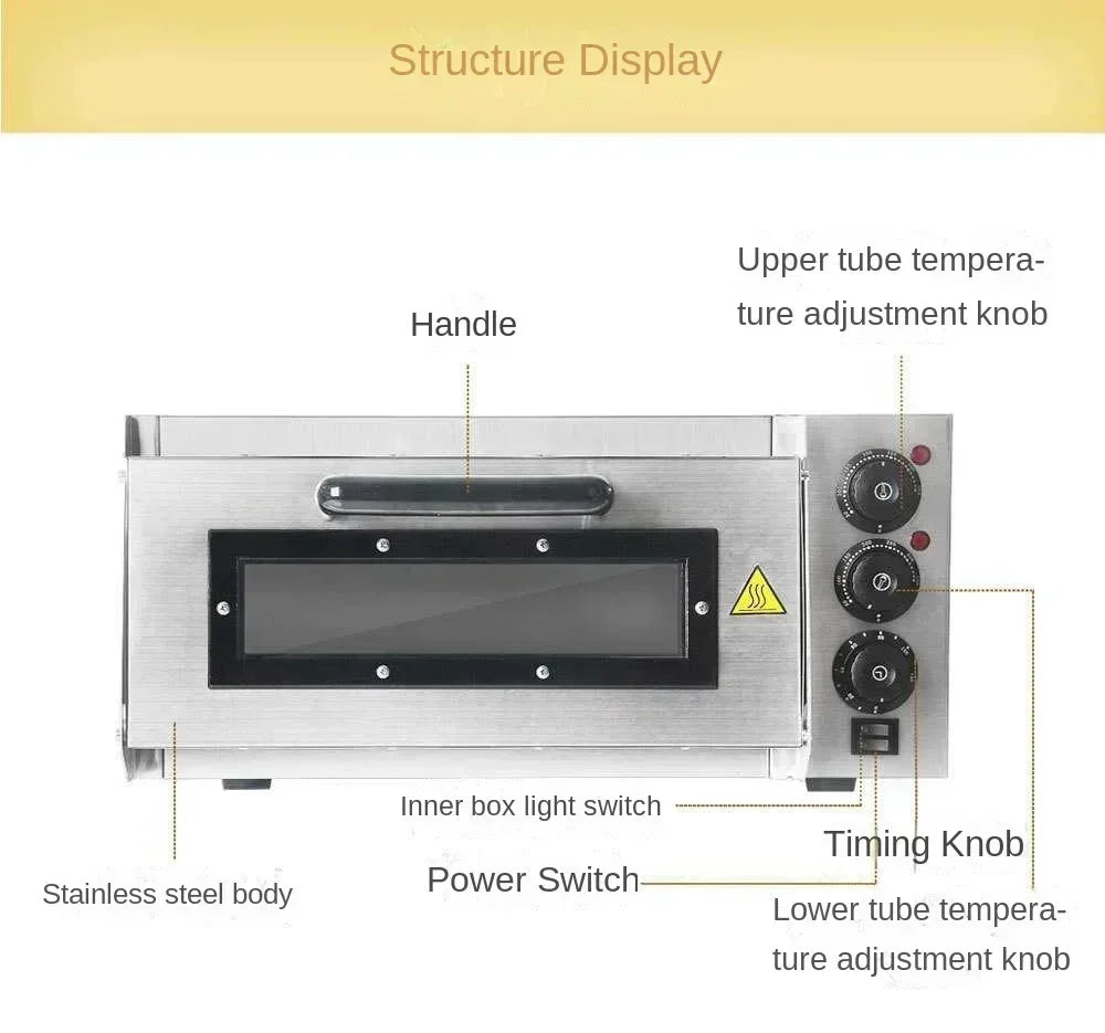 20L Commercial Stainless Steel Pizza Oven – Single Layer, 220V, 2000W - stirhaus