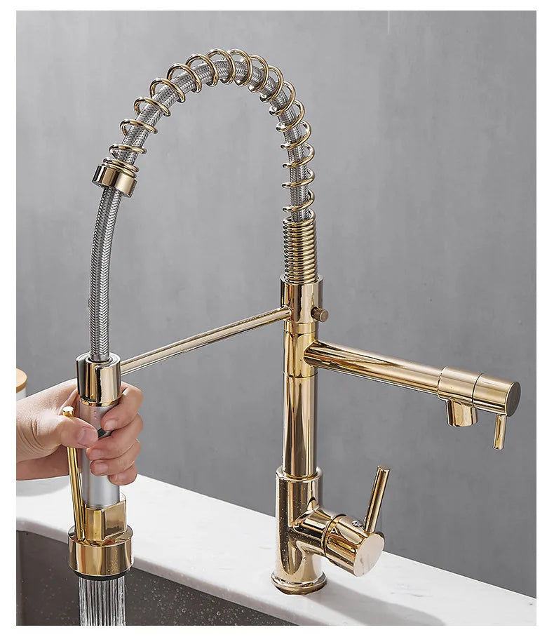 Stainless Steel Kitchen Faucet – Single Handle 360° Spring Spout Mixer - stirhaus