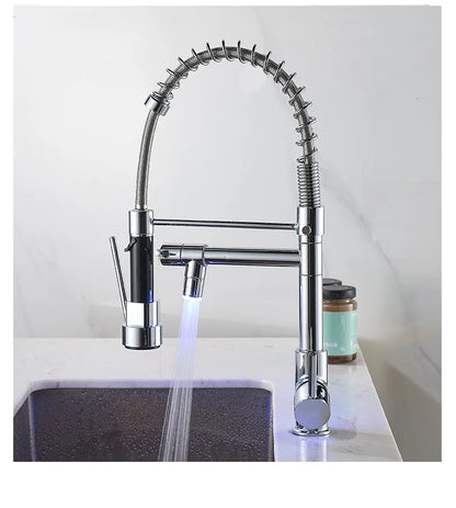 Stainless Steel Kitchen Faucet – Single Handle 360° Spring Spout Mixer - stirhaus