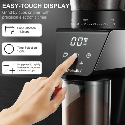 Automatic Burr Coffee Grinder BG706 – 30 Grind Settings, Conical Burr, LCD Timer - stirhaus