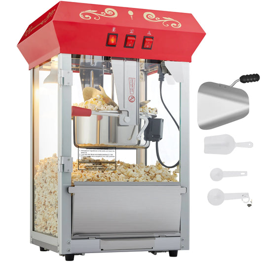 Electric Popcorn Maker – 8oz & 12oz Commercial Popper Machine with SUS304 Heating Tube, Scoop & Spoon - stirhaus