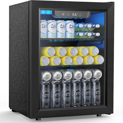 68-Can Beverage Refrigerator – Compact Mini Fridge with Glass Door & Digital Temp Control - stirhaus