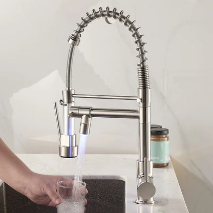 Stainless Steel Kitchen Faucet – Single Handle 360° Spring Spout Mixer - stirhaus