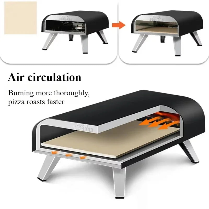 Portable Outdoor Gas Pizza Oven – Stainless Steel 12" Pizza Maker with Stone & Foldable Legs - stirhaus