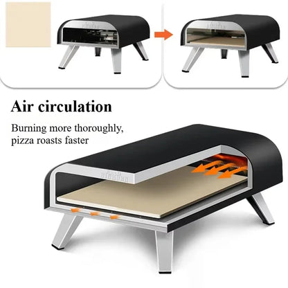 Portable Outdoor Gas Pizza Oven – Stainless Steel 12" Pizza Maker with Stone & Foldable Legs - stirhaus