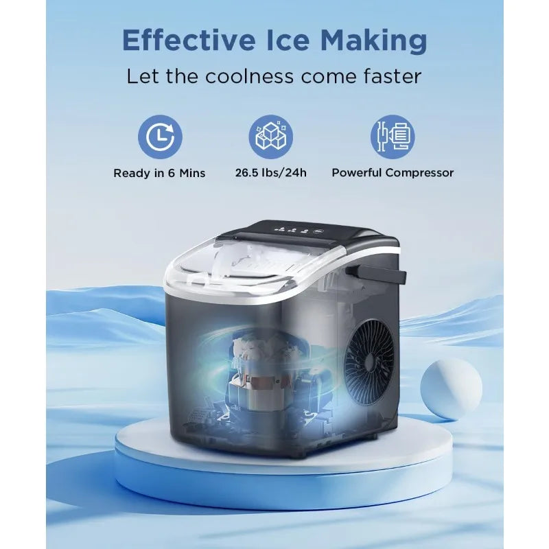 Portable Countertop Ice Maker – 26 lbs/Day Bullet Ice Machine with Self-Cleaning - stirhaus