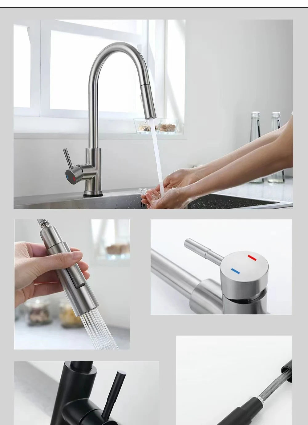 Smart Touch Kitchen Faucet – Brushed Nickel Pull Out Sensor Tap with 360° Rotation & Pull Down Spray - stirhaus